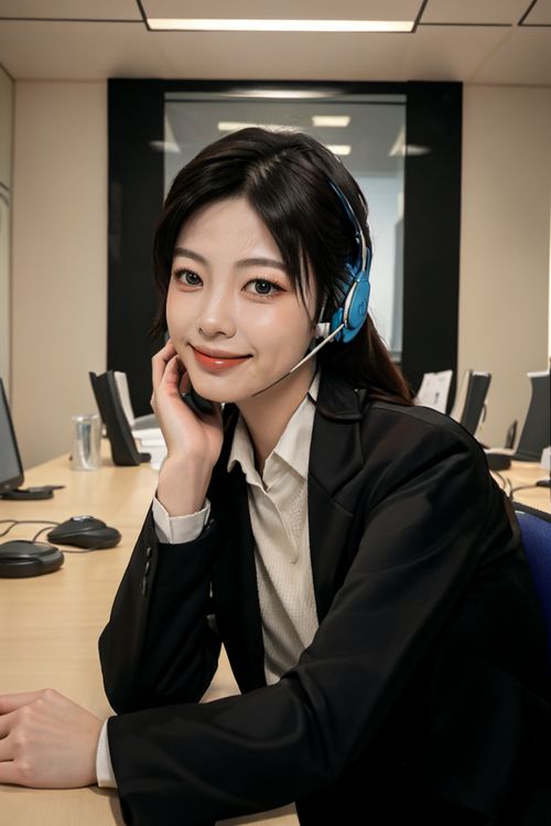 商务女性客服人物肖像摄影图 摄影图